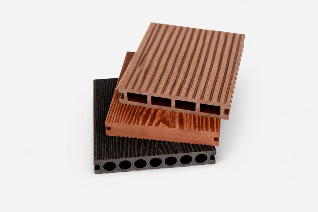 Hollow, solid, and reinforced WPC profile options engineered by Supereco to meet different load requirements for commercial projects.