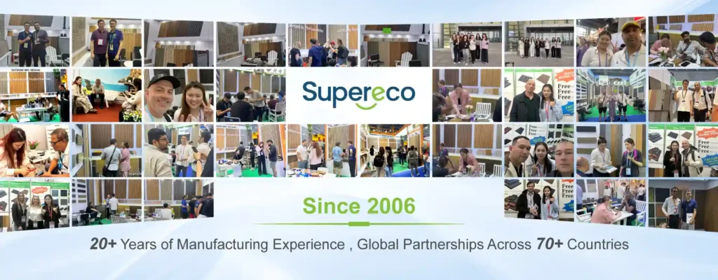 Supereco global composite decking manufacturer with 20+ years of manufacturing experience serving worldwide B2B partners.