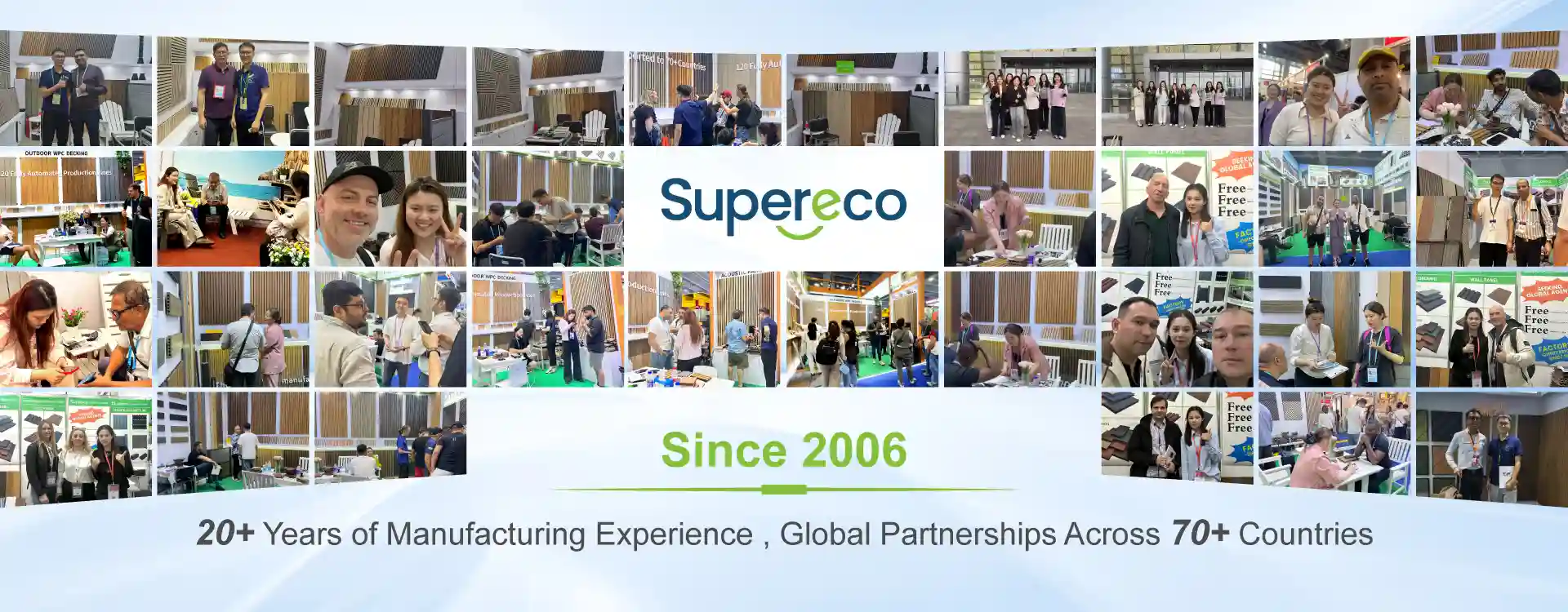 Meeting global clients at international trade shows by Supereco, a reliable wholesale composite decking manufacturer since 2006.