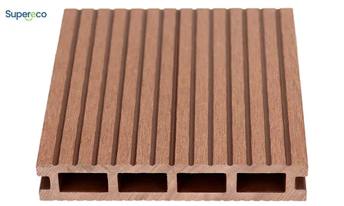 Square-hole capped composite decking profile with rectangular hollow chambers
