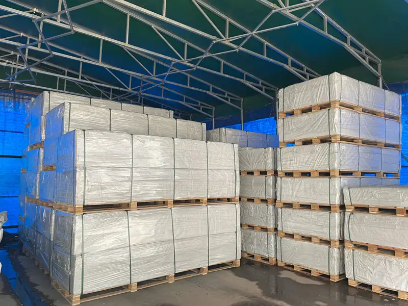 Traditional composite decking loaded for international shipment