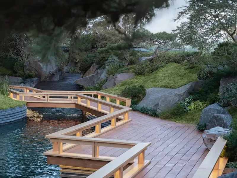 Traditional composite decking used for public parks, boardwalks and landscape projects