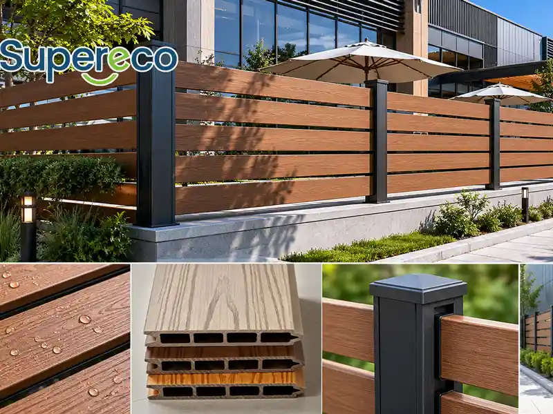 Modern WPC composite fence system for outdoor garden privacy and landscaping